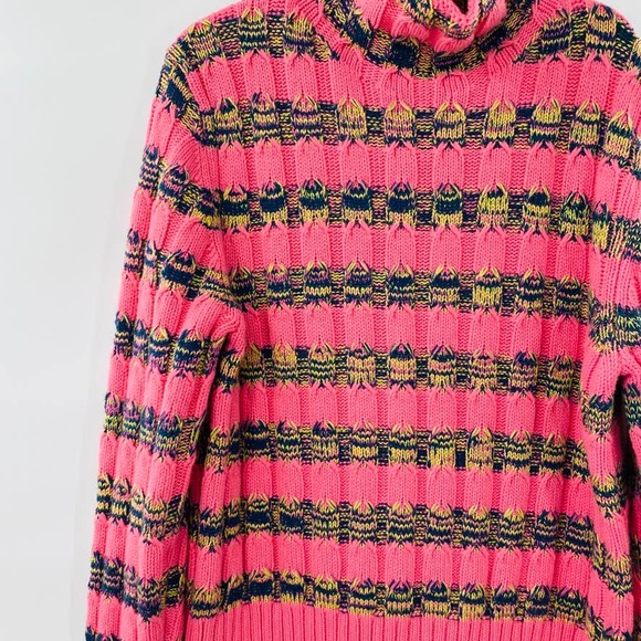 DIOR Mens Pink Striped Knit Turtleneck Wool Cashmere Summer Mens Md Wms Lg/XL - Picture 8 of 16